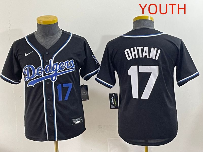 Youth 2025 Los Angeles Dodgers #17 Ohtani Black Three generations Fashion Nike MLB Jersey style 2